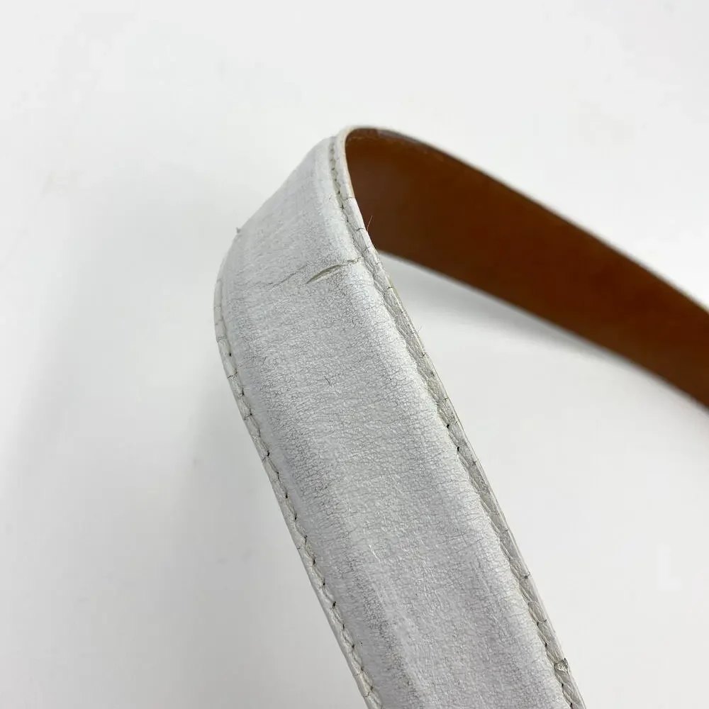 Ralph Lauren Vintage White Leather Belt Monogram Logo
